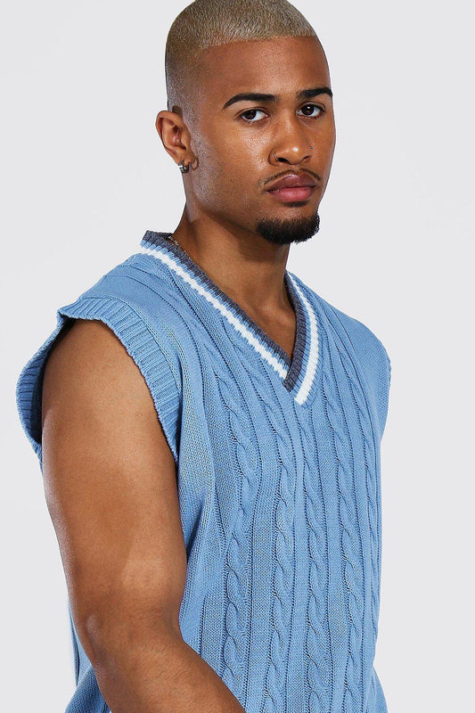 Ocean Knit patterned vest | Summer essential | Blue |