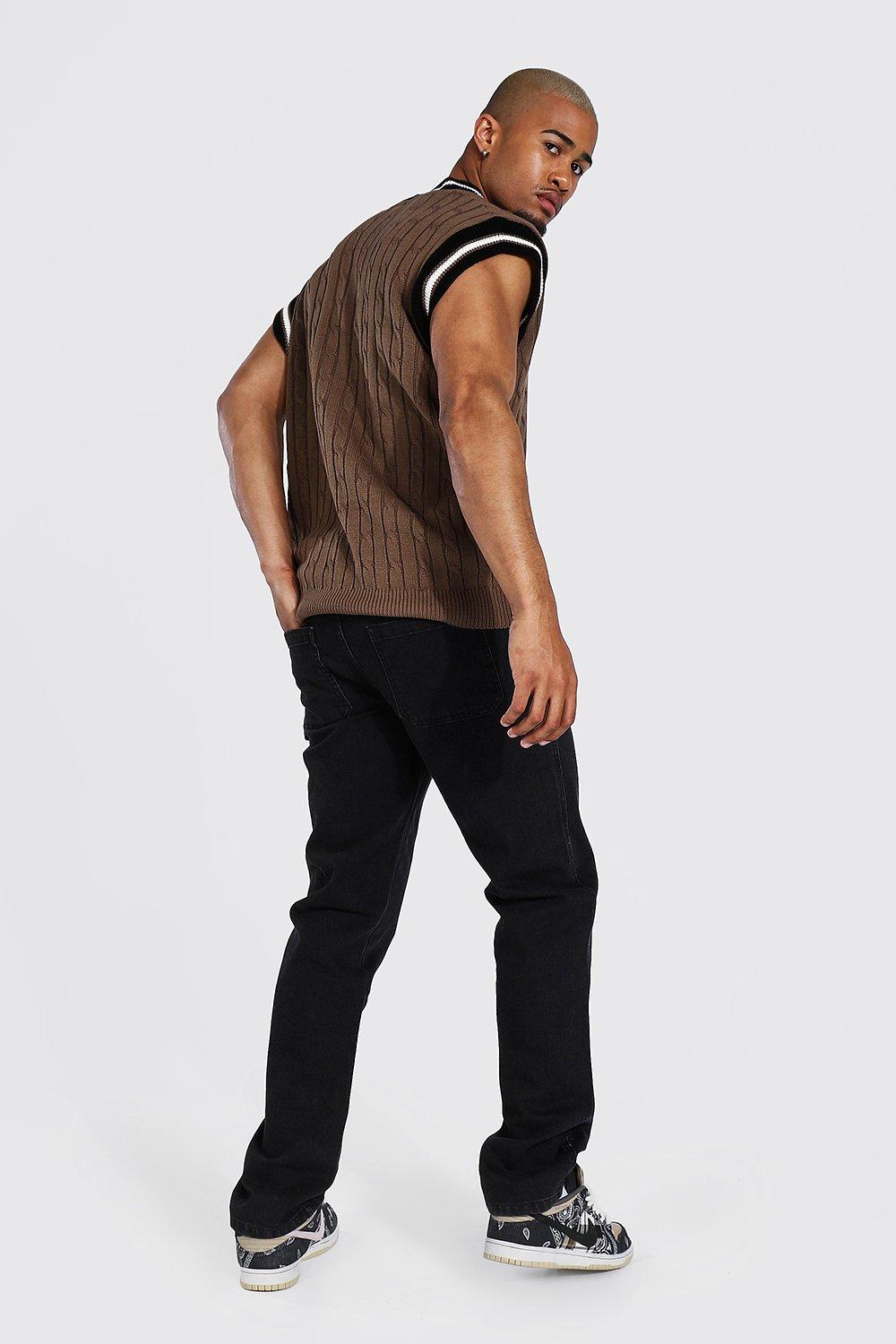 Man Cable Knit Oversized Vest With Stripes | Summer essential |